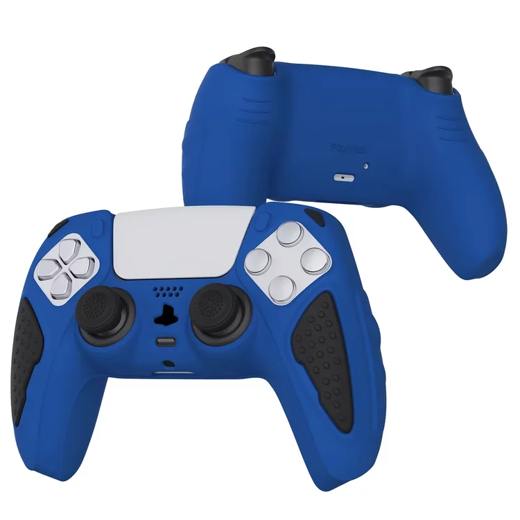 KnightEditionDeepBlueErgonomicSiliconeCaseSkinWithBlackJoystickCapsForPS5Controller-7.webp